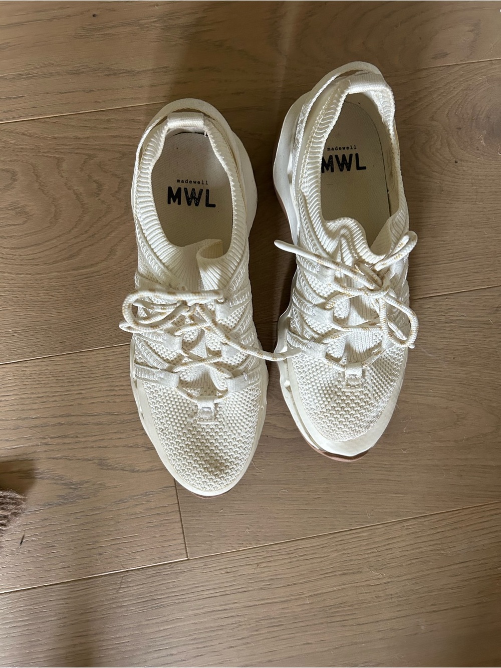 Madewell Ivory Knit Lace-Up Sneakers